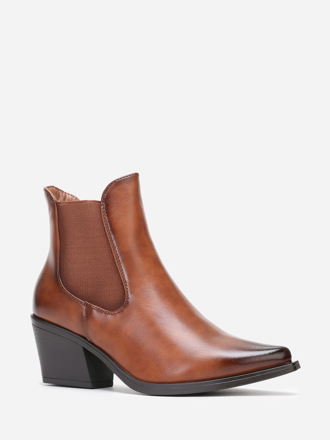 Bottines chelsea camel à bout pointu