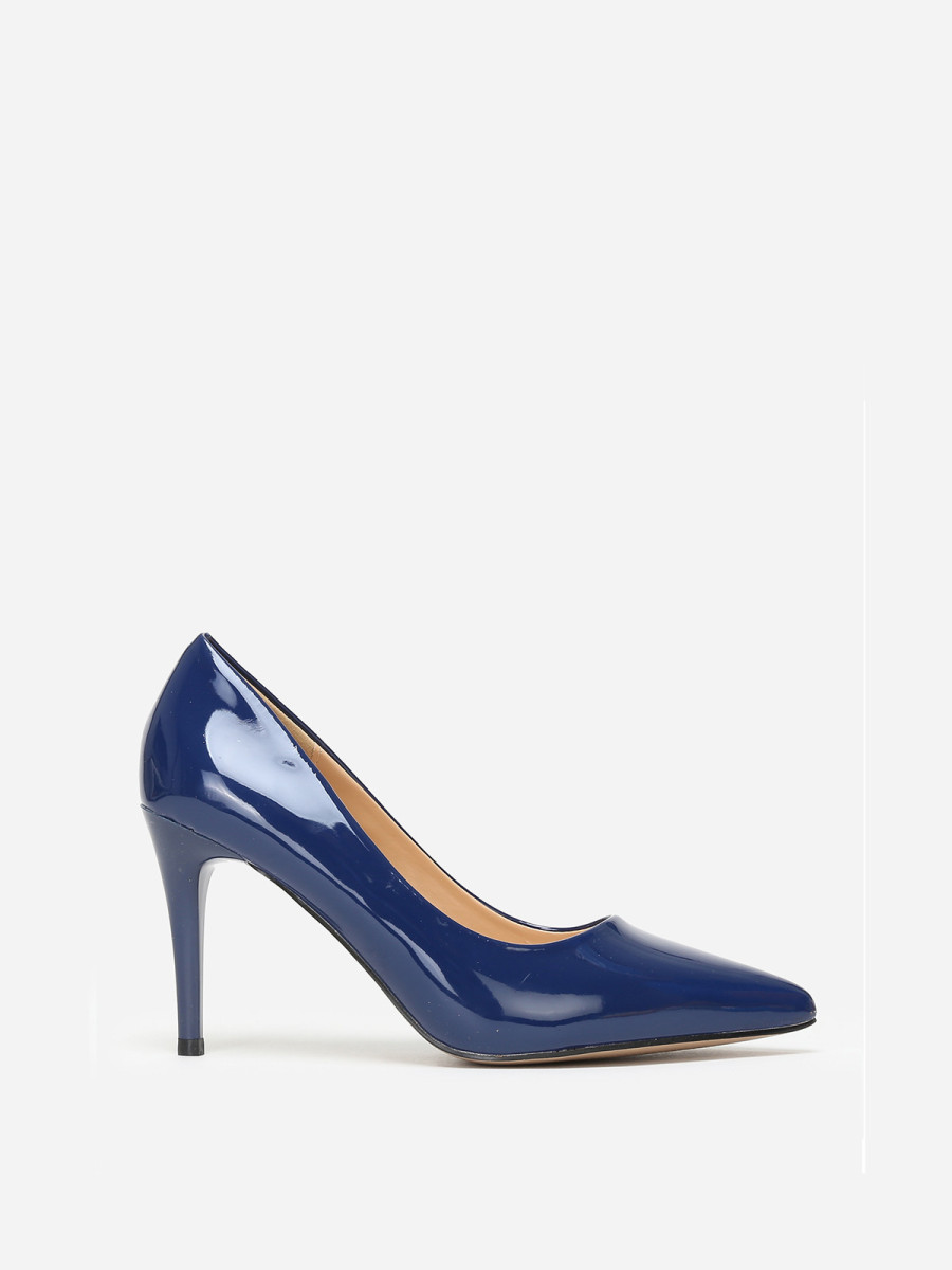 Escarpins bleu foncé vernis à talon aiguille