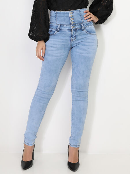 Schmal geschnittene Jeans mit sehr hoher Taille image number 0