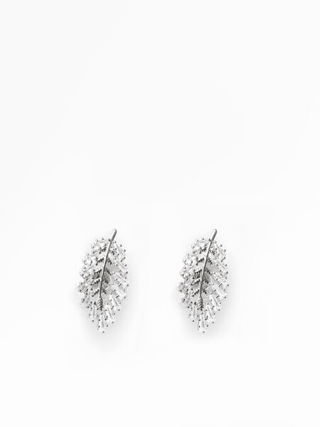 Boucles d'oreilles feuilles en strass image number 0