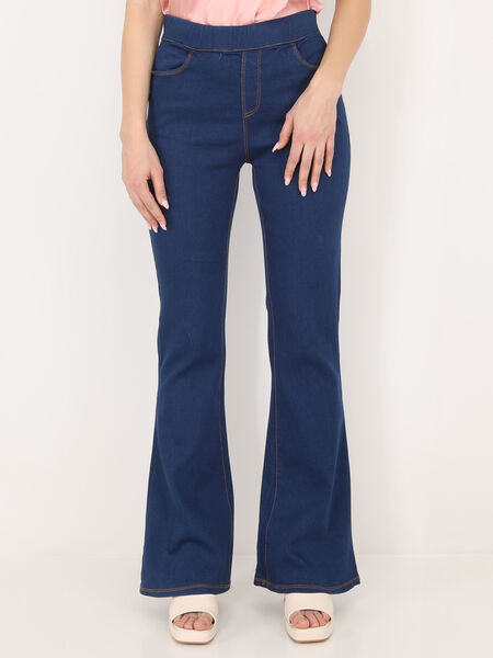 Jegging flare avec coutures contrastantes