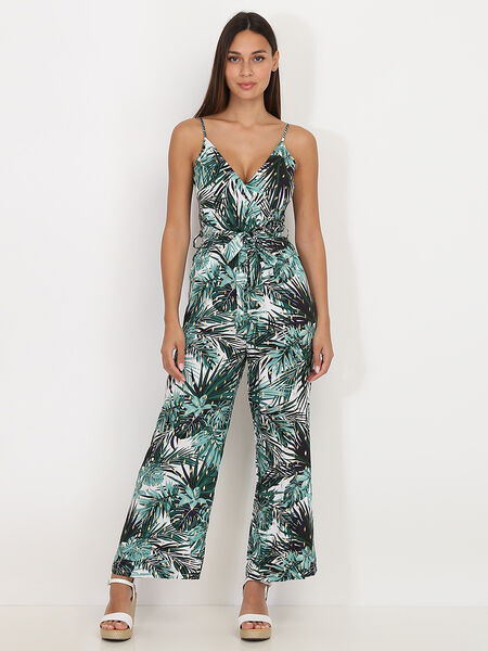 Combinaison pantalon à imprimé tropical
