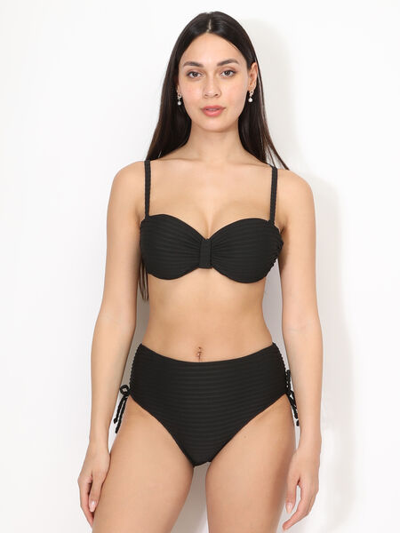 Bikini a fascia testurizzato con laccetti image number 0