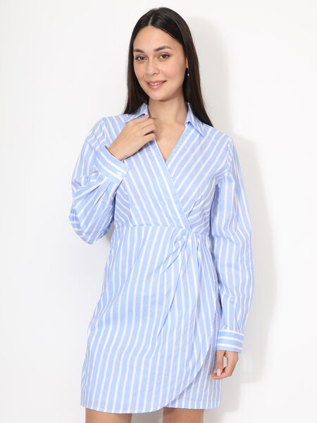 Striped cotton shirt dress image number 0