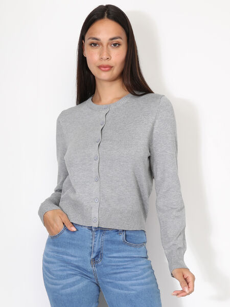 Classic round-neck cardigan with buttons image number 0