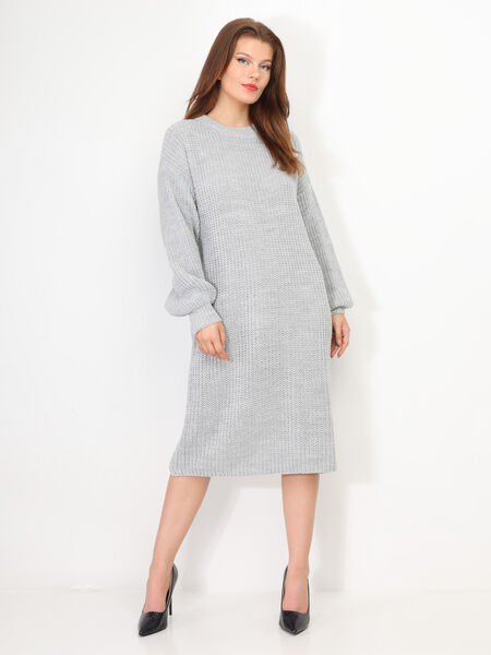 Halblanges Pulloverkleid mit Puffärmeln image number 0