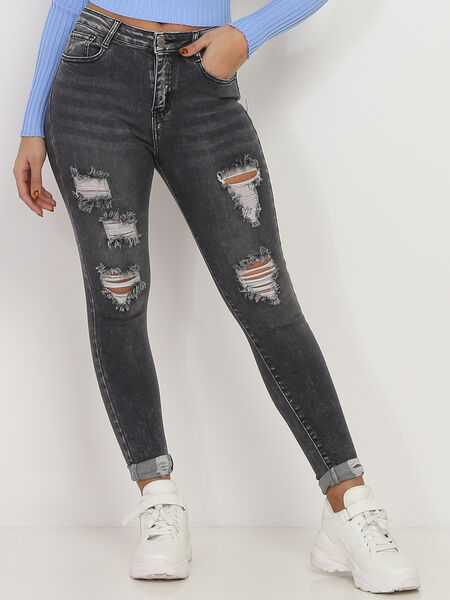 Jeans skinny délavé destroy