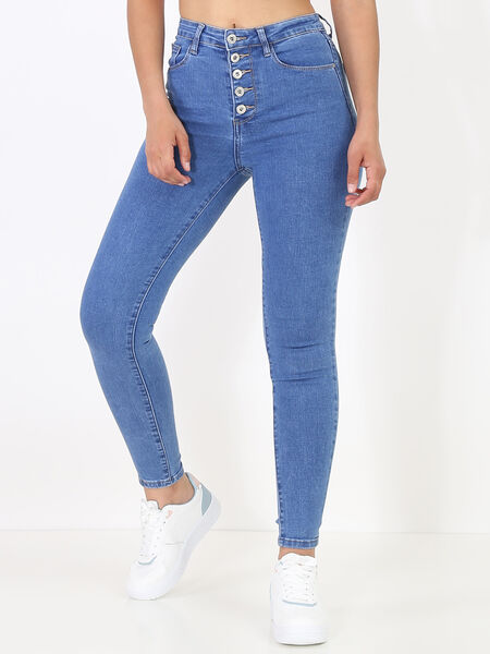 Jeans skinny crudi con bottoni image number 0