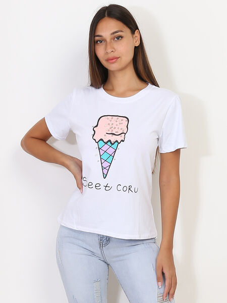 T-shirt glace et perles image number 0