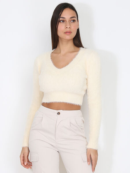 Pull cropped duveteux