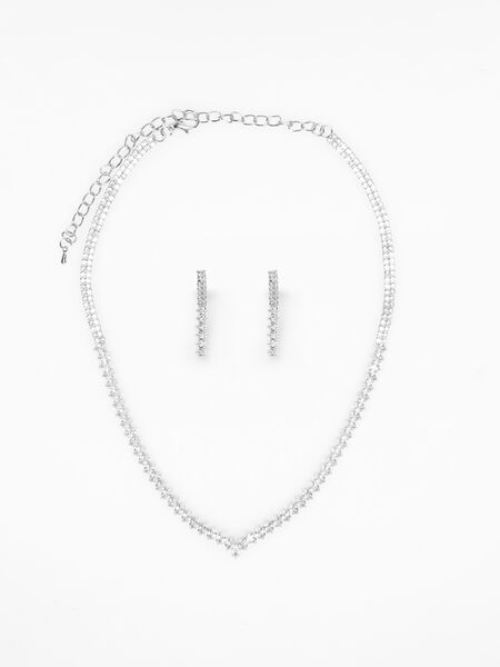 Set aus Halskette und Ohrringen mit Strasssteinen image number 0