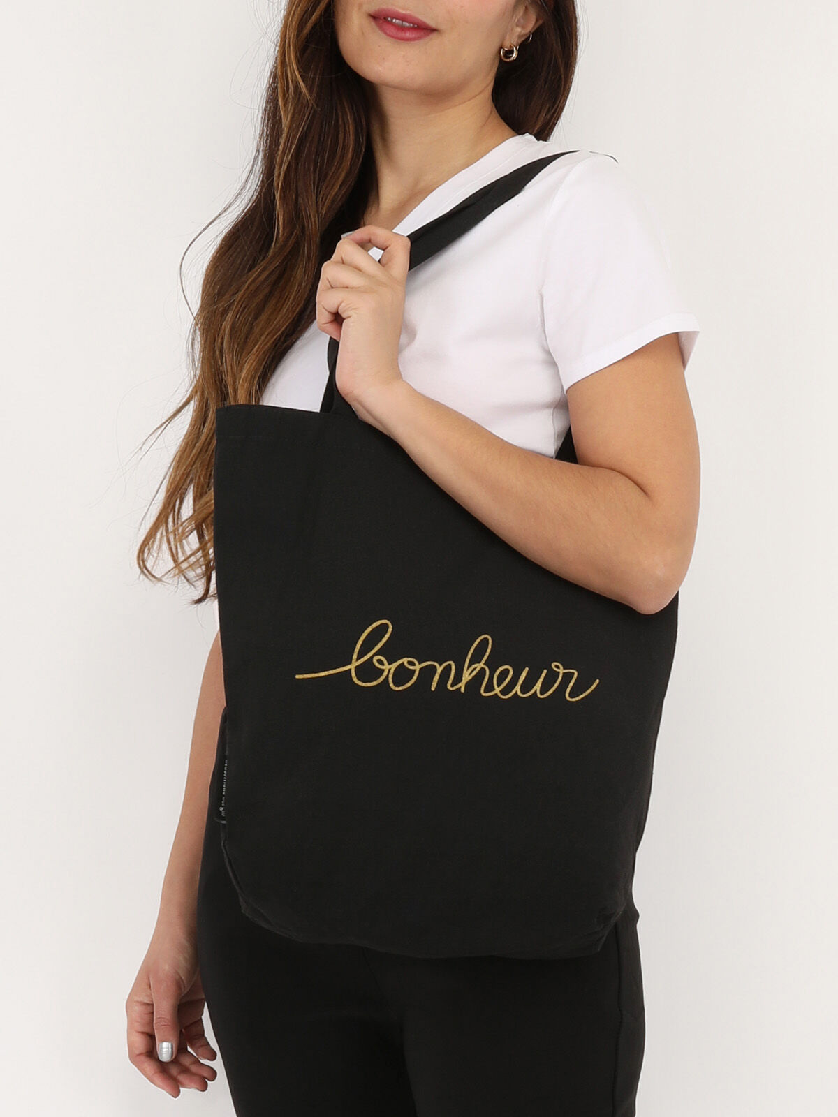 Tote bag à inscription "bonheur" image number null