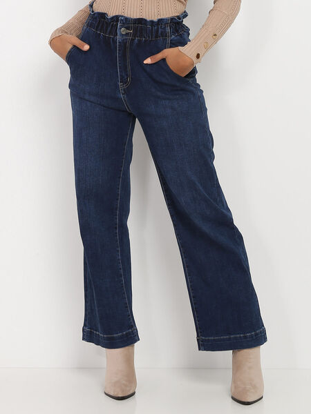 Jeans wide leg élastique