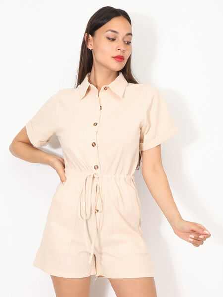 Belted cotton playsuit