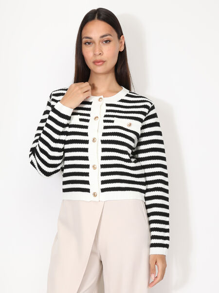 Stripe cardigan with gold buttons image number 0