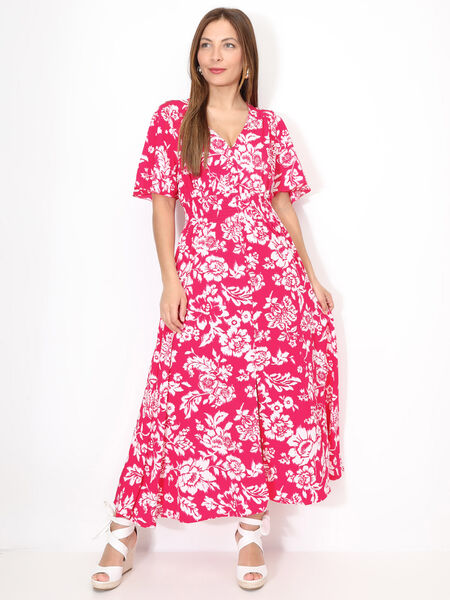 Lang Kleid mit Blumenprint geschlitzt image number 0