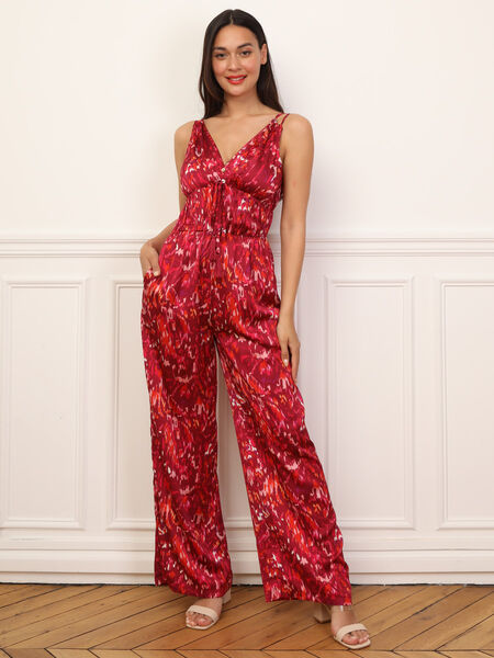Loose jumpsuit with retro pattern