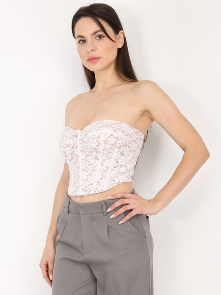 Top bustier in pizzo a fiori