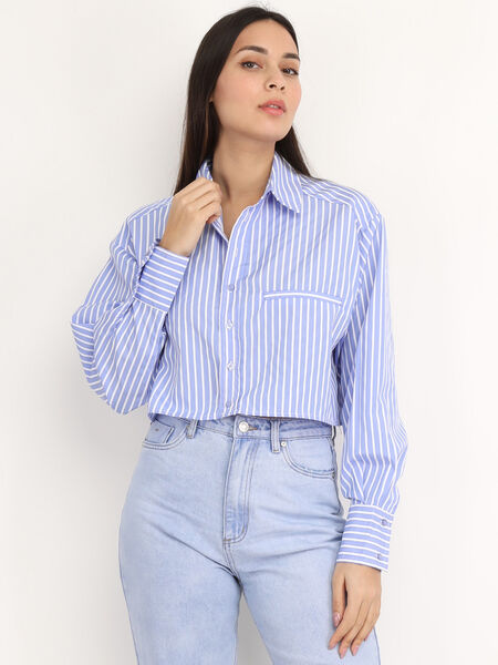 Chemise cropped à rayures