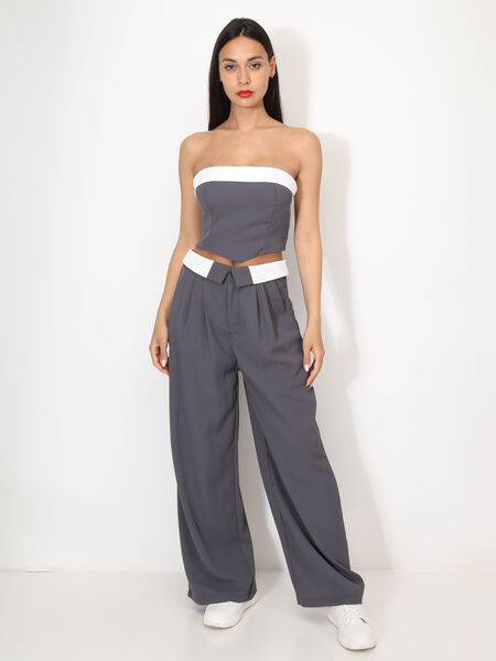 Strapless set with cuffed pants image number 0
