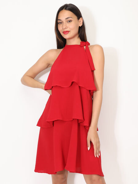 Ruffle dress with bow image number 0