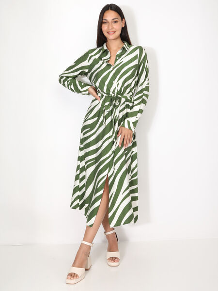 Textured long dress with zebra pattern image number 0