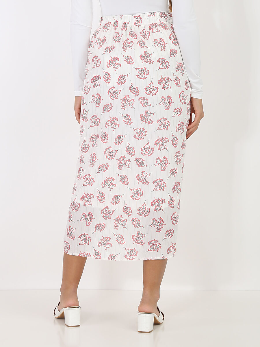 Falda de longitud media con estampado floral image number 1