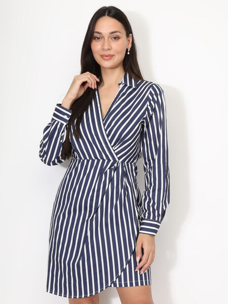 Striped cotton shirt dress image number 0