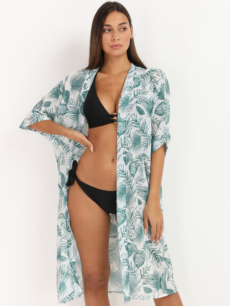 Kimono con estampado tropical