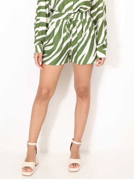 Textured shorts with zebra pattern