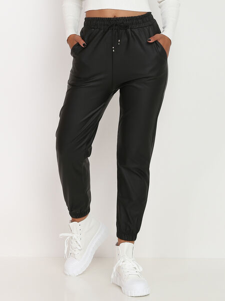 Pantaloni jogger in similpelle opaca image number 0