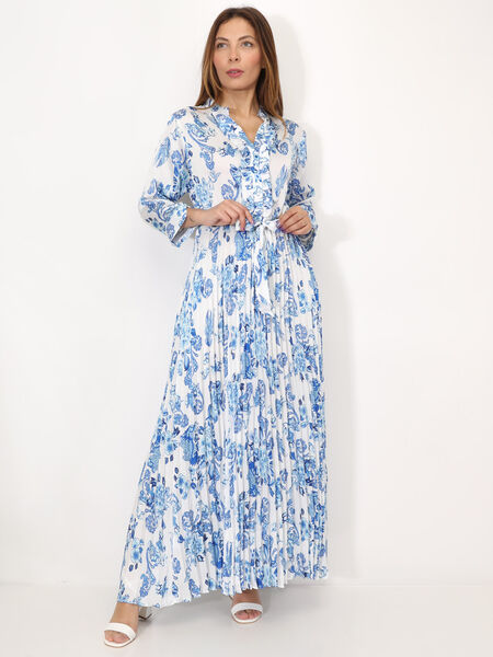 Printed pleated maxi dress image number 0