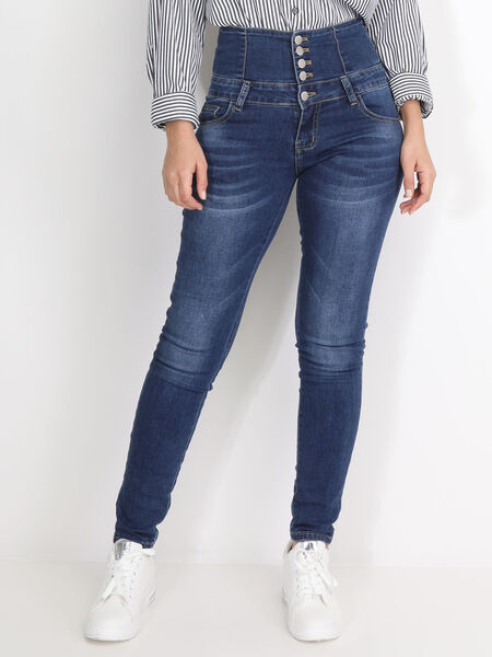 Verwaschene Skinny-Jeans mit hoher Taille image number 0