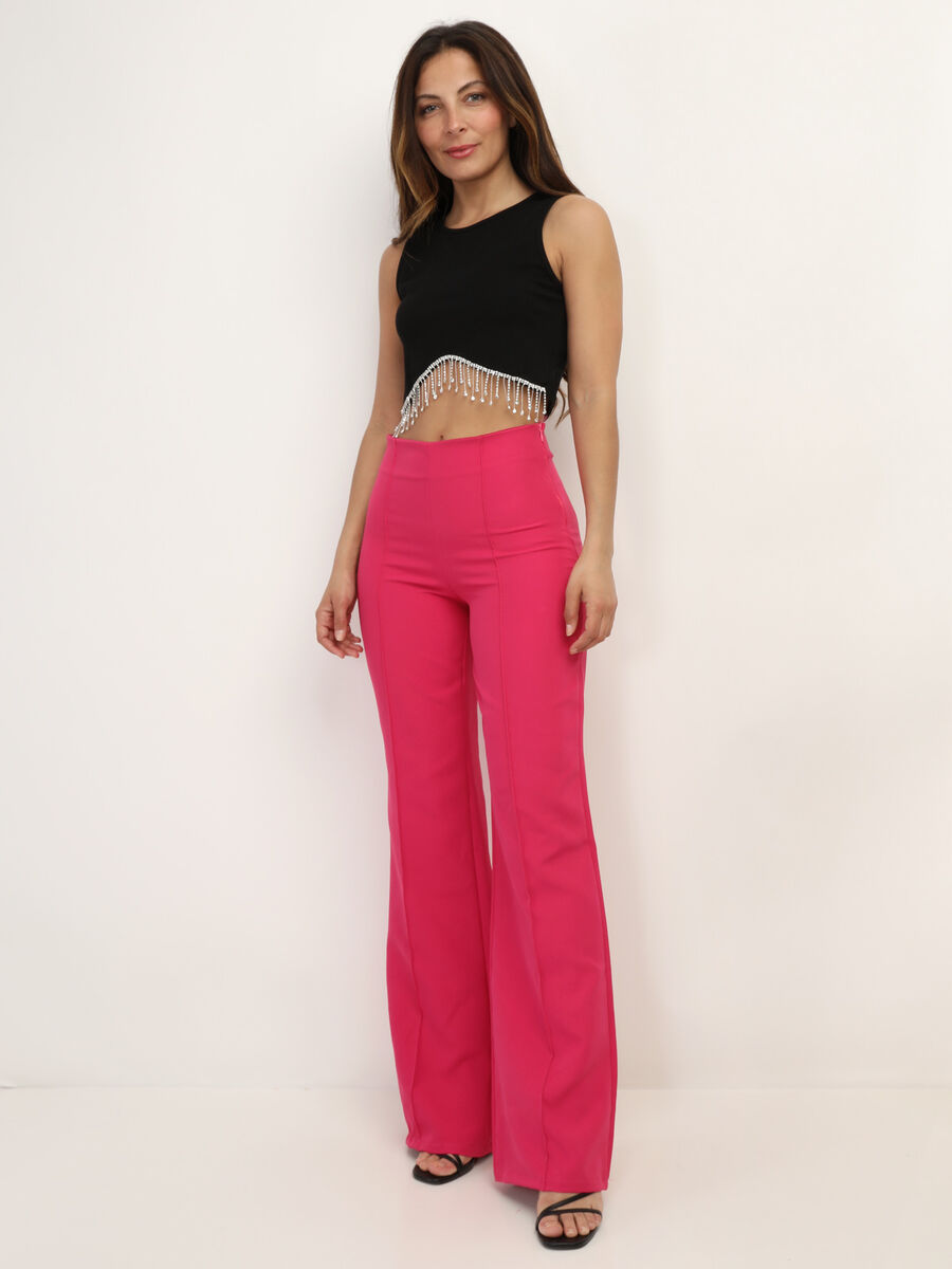 Crop top con frange di strass image number 3