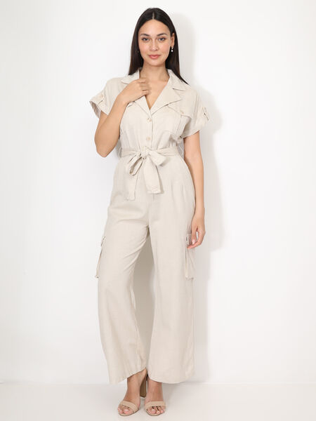 Cargo jumpsuit with tie image number 0