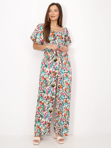 Jumpsuit with balloon sleeves and pattern