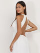 Robe longue blanche drapée dos nu Blanc image number null