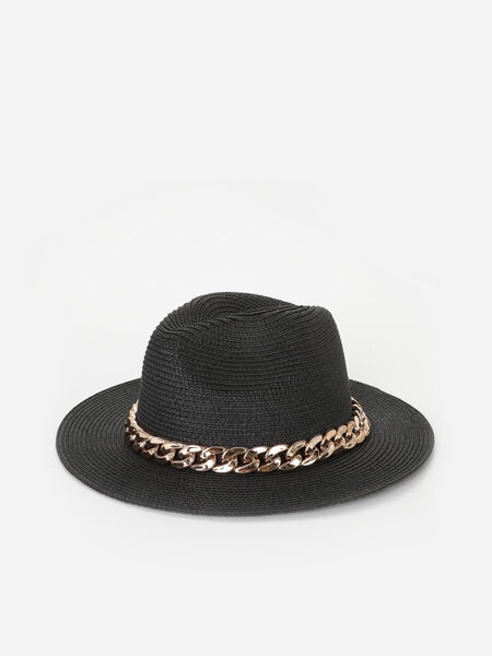 Sombrero de paja con cadena