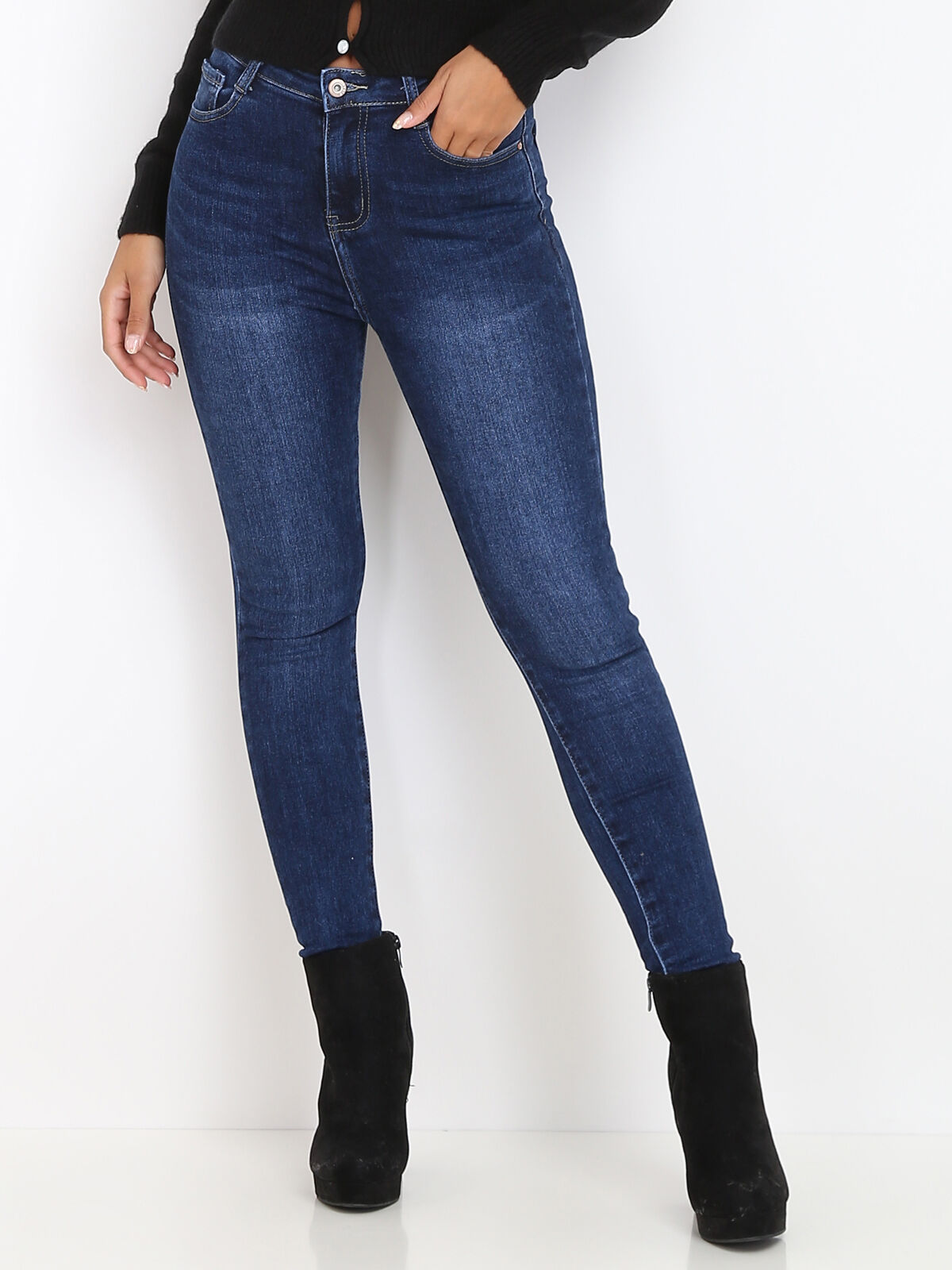 Jeans slim délavé avec détail coeur image number 0